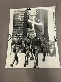 Originalt Sjælden allieret presse  WW2 foto om Danmark, med tekst bagpå