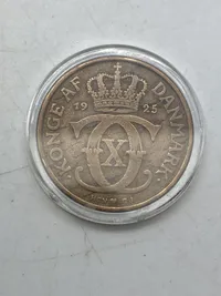 Original dansk 2 krone 1925 i møntkapsel