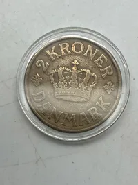 Original dansk 2 krone 1925 i møntkapsel