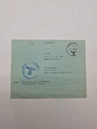 Originalt vernemager brev sendt fra Tyskland til Danmark