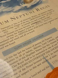 Originalt Inperium Neptuni Regi diplom - udstedt ifbm sejlads med M/S Birgitte Torm