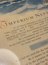 Originalt Inperium Neptuni Regi diplom - udstedt ifbm sejlads med M/S Birgitte Torm