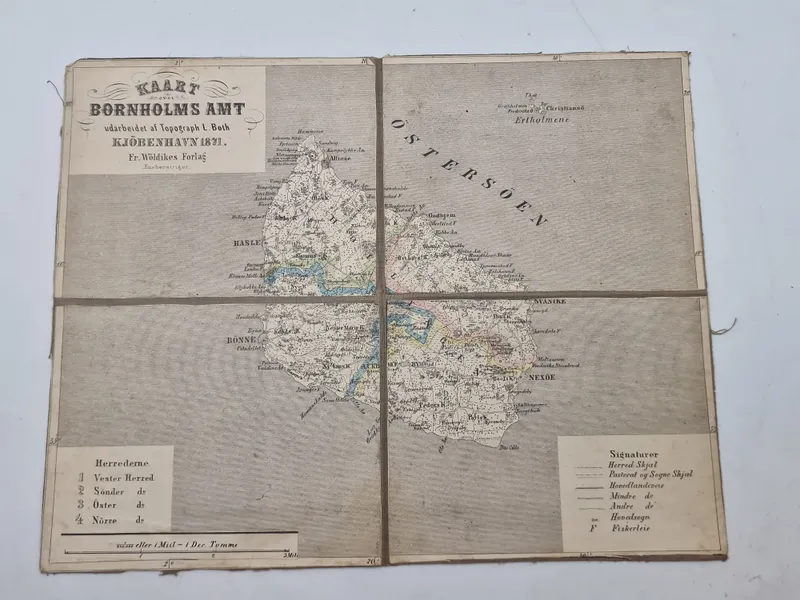 Antikt kort over Bornholm 1871