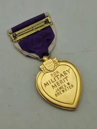 Originalt Purple Heart fra falden US soldat WW2: James Wayland Brewster 1915-1945