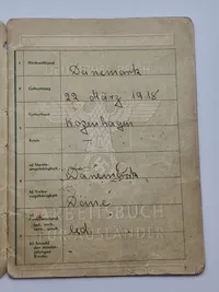 Original arbejdsbog fra Dansk tysklandsarbejder