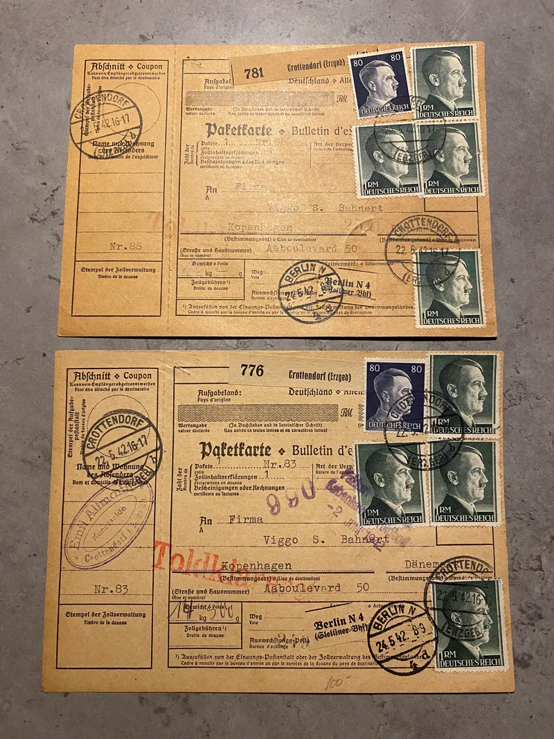 Originale regninger sendt fra det tyske rige til København