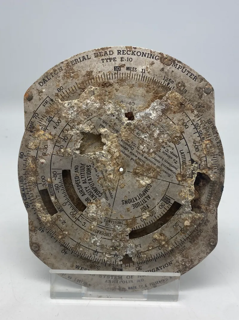Sjælden original Dalton Areal Dead Reckoning computer fra ww2. Stammer fra nedstyrtet amerikansk bomber på Lolland