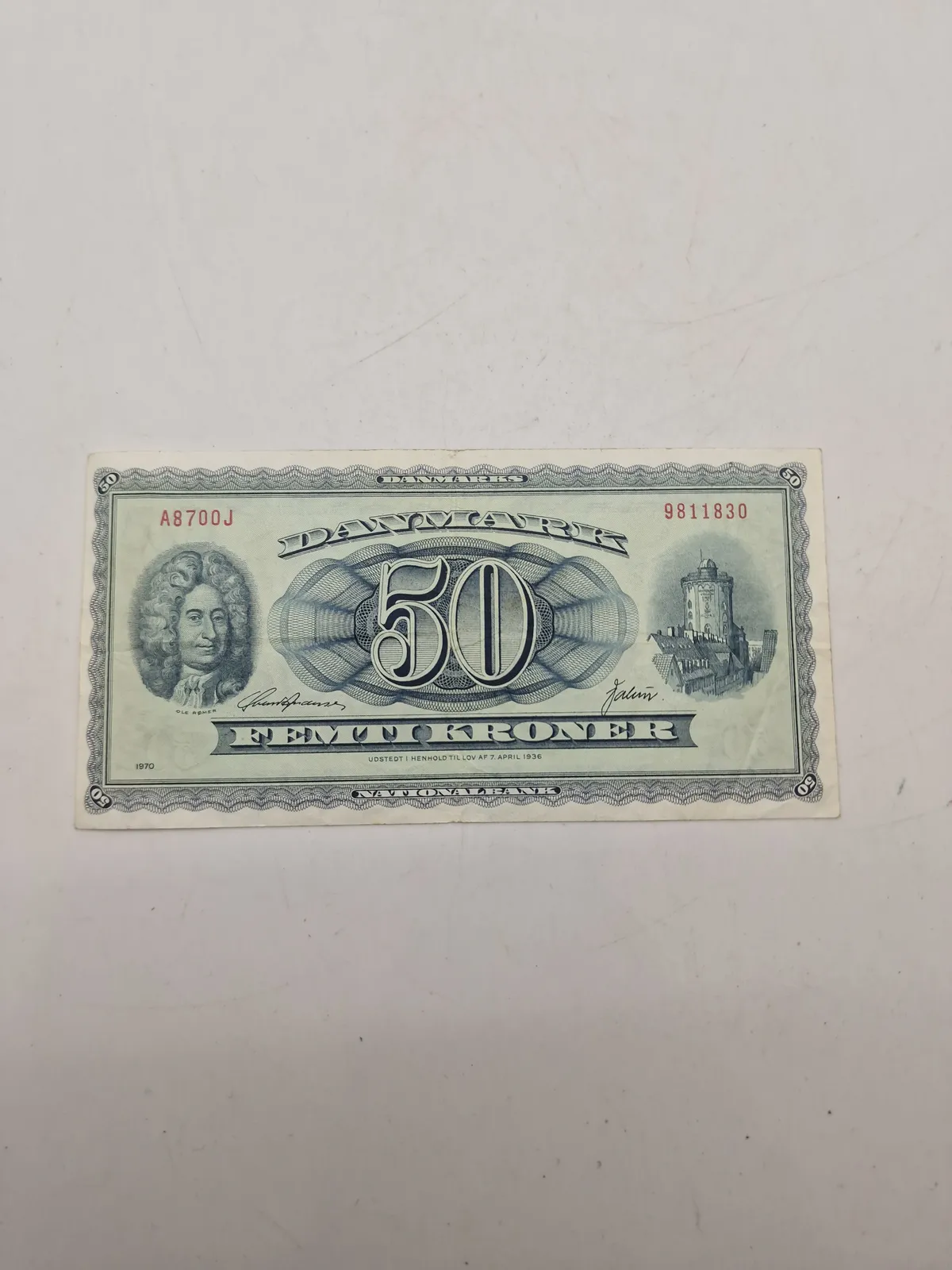 Original dansk 50 krone seddel