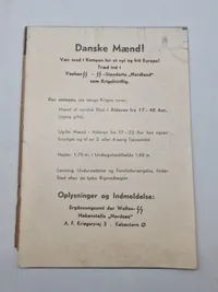 Original Dansk sjælden SS hverve folder