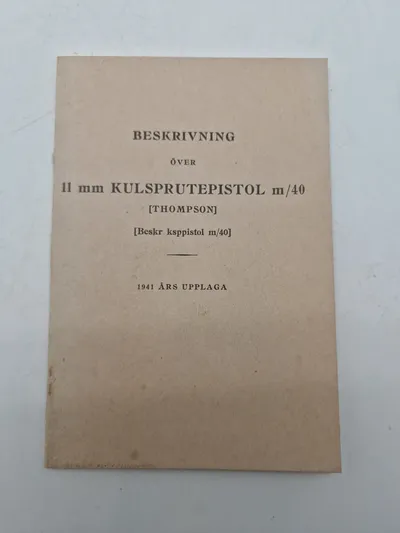 Beskrivning kulsprutepistol M40 Thompson 1940