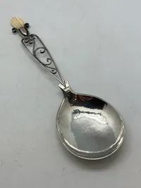 Stor opøseske, 830 sølv med greb af ben - vægt - 77,1 gram