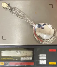 Stor opøseske, 830 sølv med greb af ben - vægt - 77,1 gram