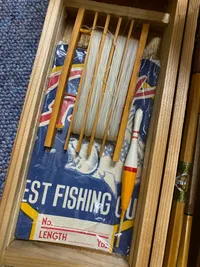 Ældre sæt fiskestang i kasse  Splitcane med tilbehør - vanvittig kvalitet