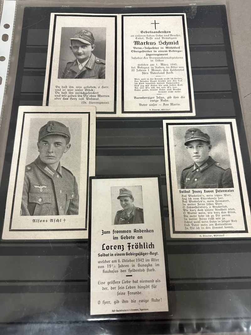 Samling originale WW2 Tyske dødskort
