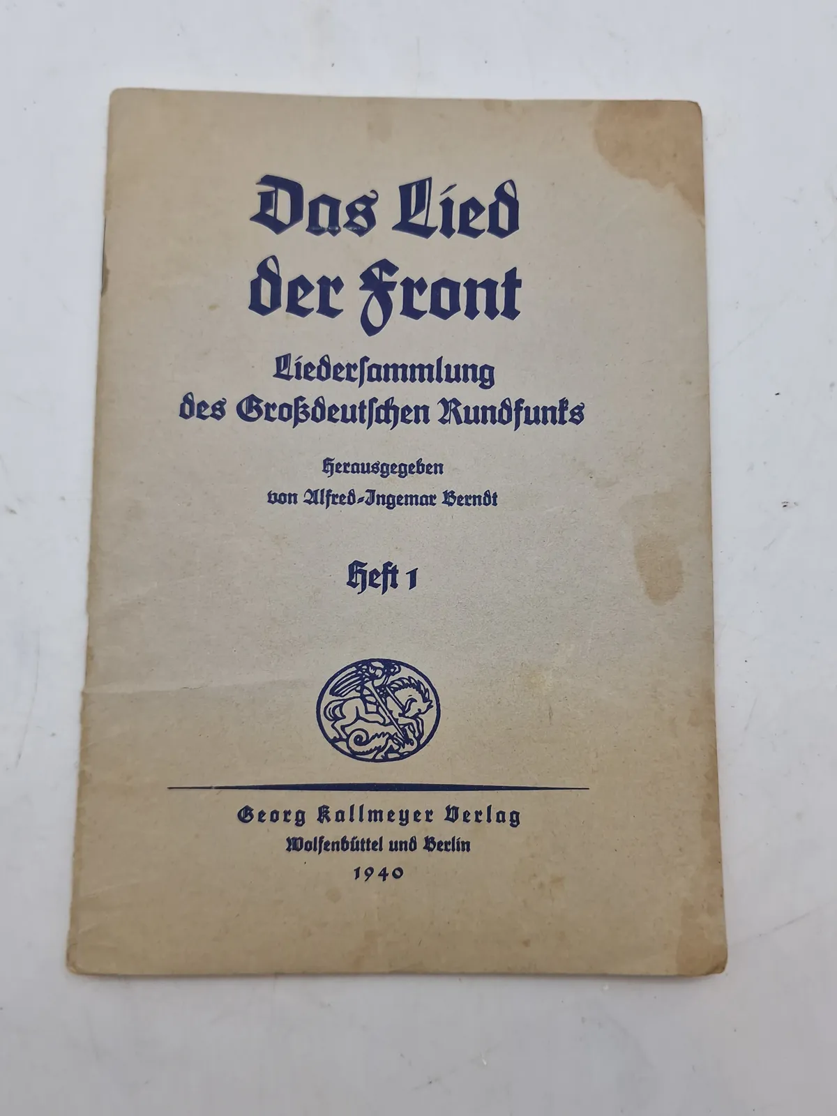 Originalt tysk sanghæfte, ww2