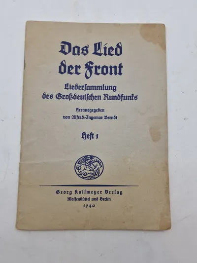 Originalt tysk sanghæfte, ww2