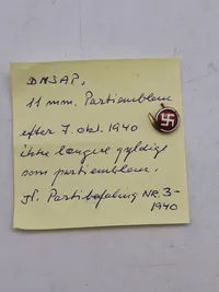 Original DNSAP partinål/revérnål (se beskrivelse på billede 3)
