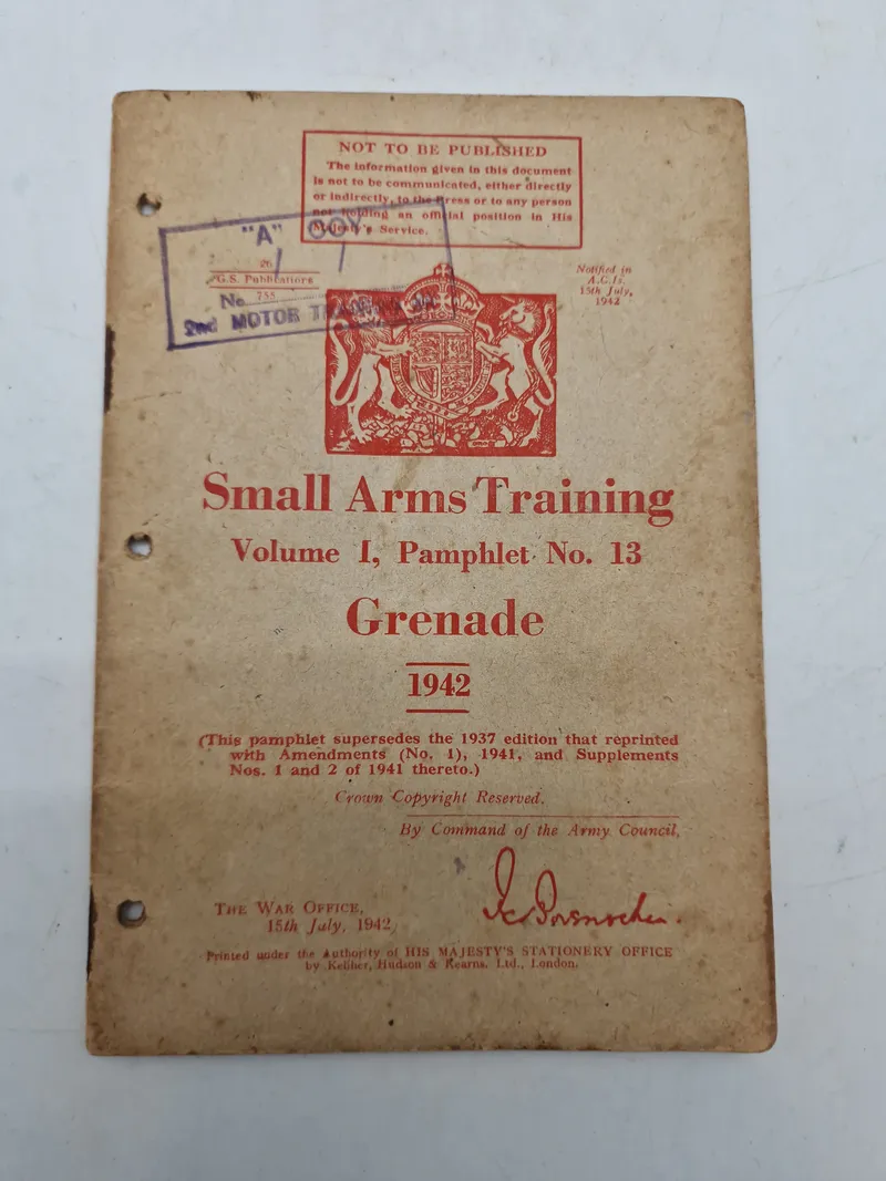 Originalt hæfte - Small Arms Training, ww2