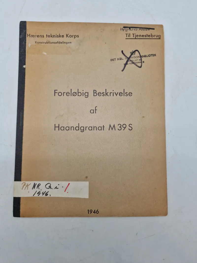 Foreløbig beskrivelse af håndgranat M/39S