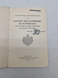 Samling originale instruktioner for kastning af håndbombe og håndgranat
