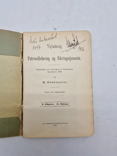 Originalt hæfte omhandlende patruljeføring og sikringstjeneste