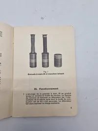 Fransk instruktionshæfte for granater
