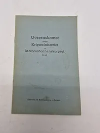 Overenskomst Motorordonnans Korpset 1933