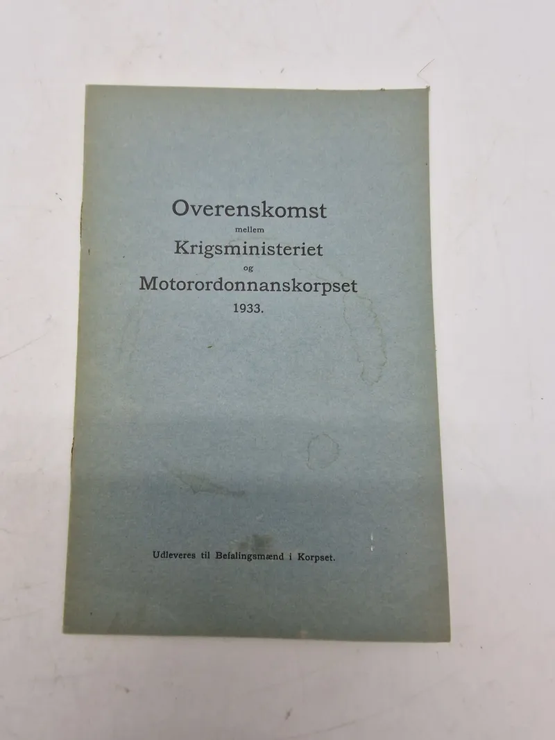 Overenskomst Motorordonnans Korpset 1933