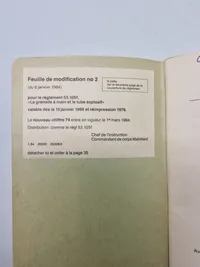 Fransk instruktionshæfte for granater
