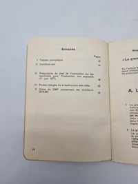 Fransk instruktionshæfte for granater