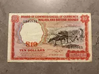 Original Ten Dollar seddel - Malaya And British Borneo