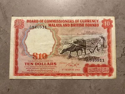 Original Ten Dollar seddel - Malaya And British Borneo