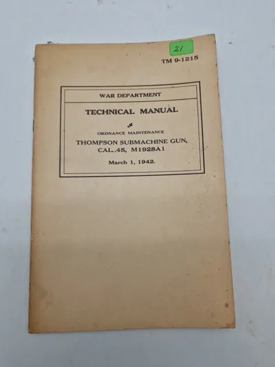 Sjælden manuel for Thompson maskinpistol, 1942