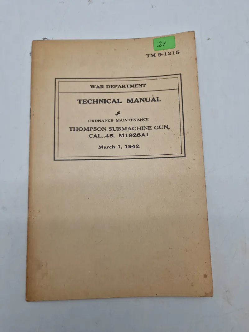 Sjælden manuel for Thompson maskinpistol, 1942