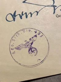 Originalt urkunde til kriegsverdienstkreuz mit schwertern 2.klasse - 2.verdenskrig