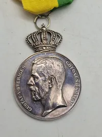 Original medalje, sølv, Gustav V, "Til langvarig tro tjeneste"