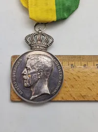Original medalje, sølv, Gustav V, "Til langvarig tro tjeneste"