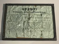 Originalt “Oprop” i ramme, nedkastet over Danmark 9.april 1940. Meget slidt - historie ukendt