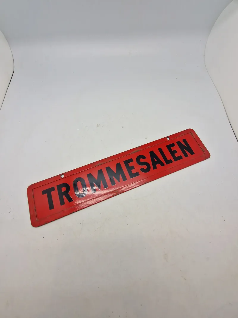 Originalt dobbeltsidet sporvogns skilt metal