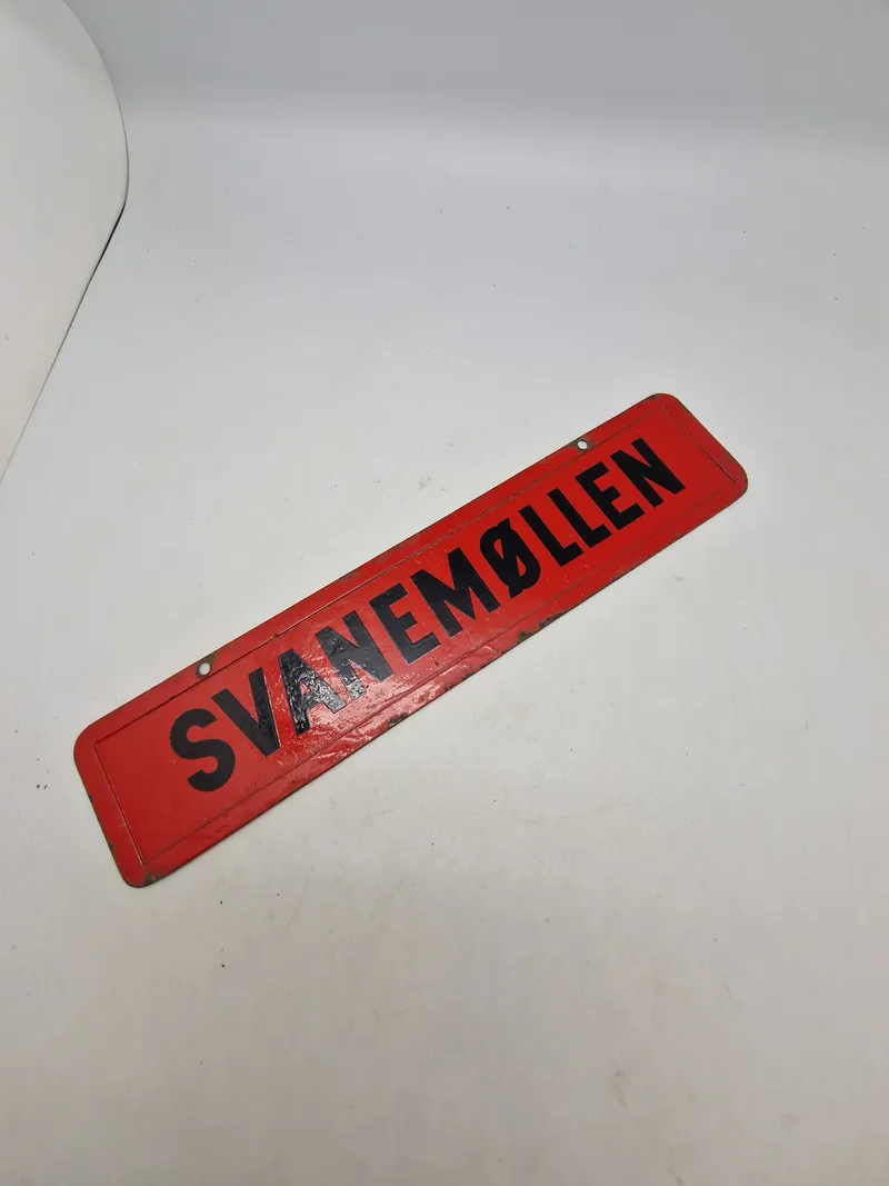 Originalt dobbeltsidet sporvogns skilt metal