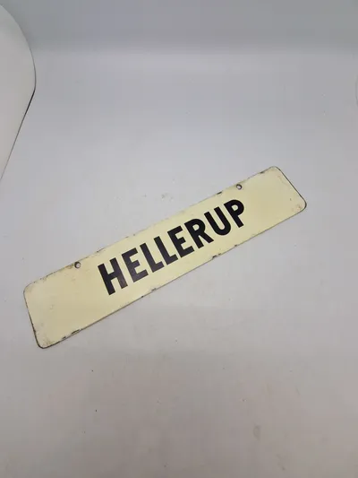 Originalt dobbeltsidet sporvogns skilt metal