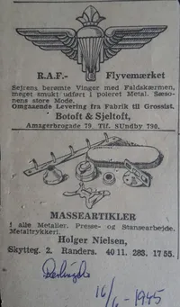 Patriotisk vinge solgt i sommeren 1945