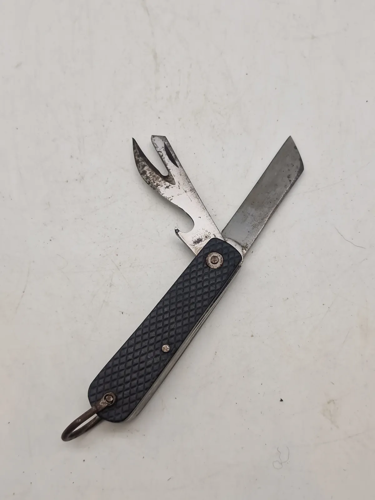 Original engelsk Sheffield foldekniv - anvendt i det danske forsvar som Foldekniv M/1945