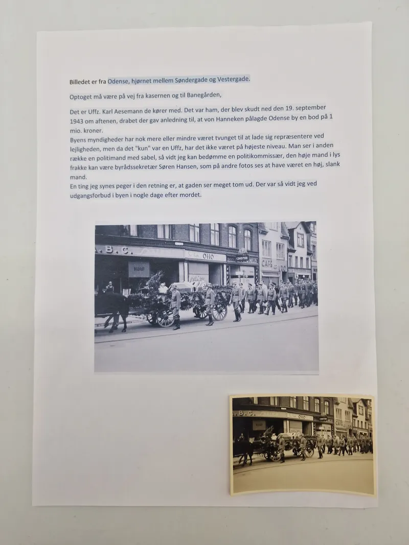 Originalt tysk ww2 foto fra Odense med beskrivelse