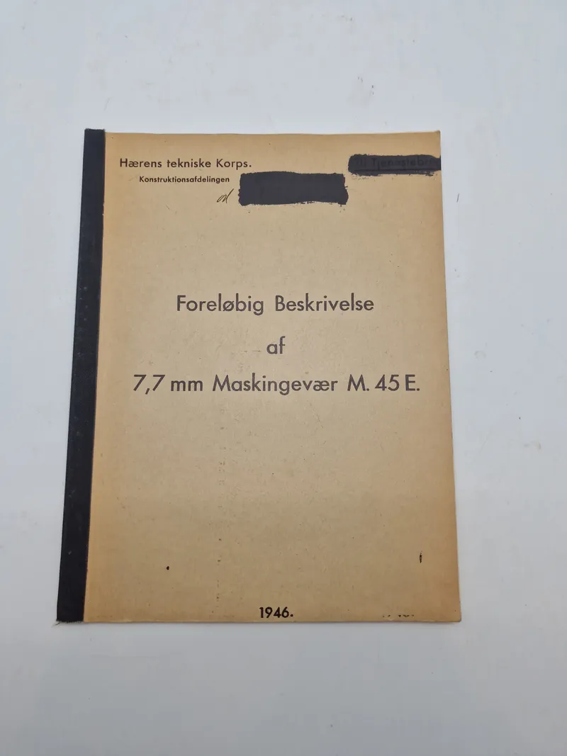 Forløbig beskrivelse af 7,7 mm Maskingevær M.45 E