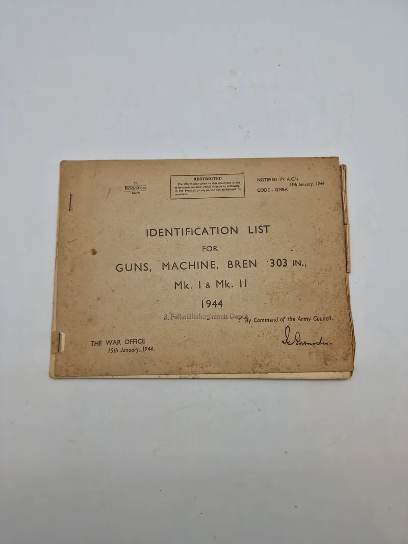 Identification List For Guns Machine Bren 303 In Mk I & Mk II - 1944