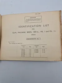 Identification List For Guns Machine Bren 303 In Mk I & Mk II - 1944