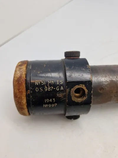 Originalt British Army gun sighting scope, 1943 dateret