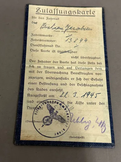 Ekstremt sjældent adgangs ID til Flyvestation Grove ( Karup ) WW2 for Dansker