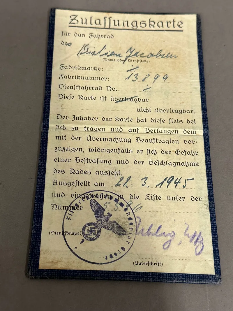 Ekstremt sjældent adgangs ID til Flyvestation Grove ( Karup ) WW2 for Dansker